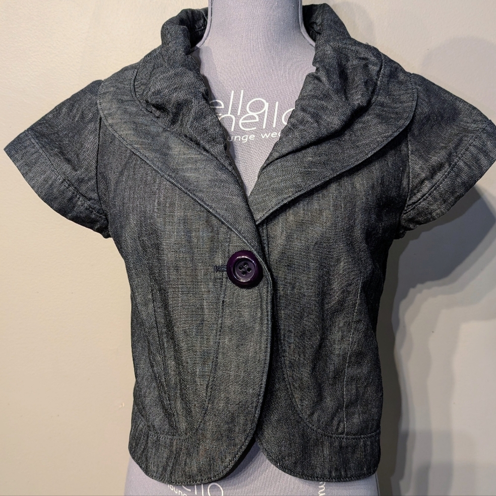 Classiques Entier Bolero Jacket Dark Blue Denim Chambray Small